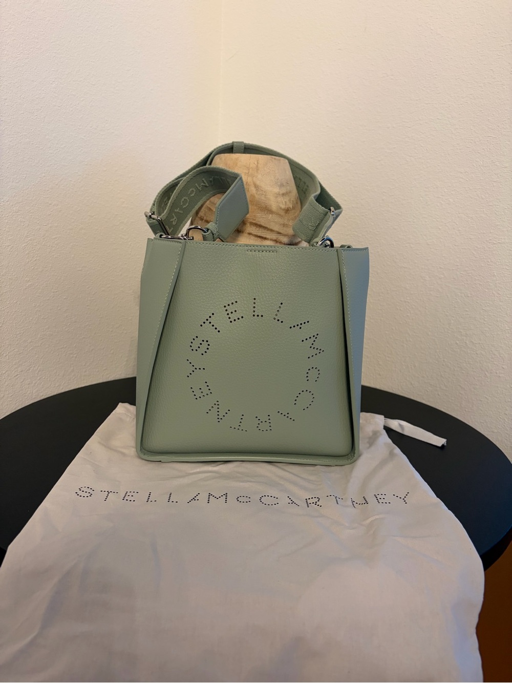 NWT Stella McCartney Logo Perforated Shoulder Bag in Pistachio